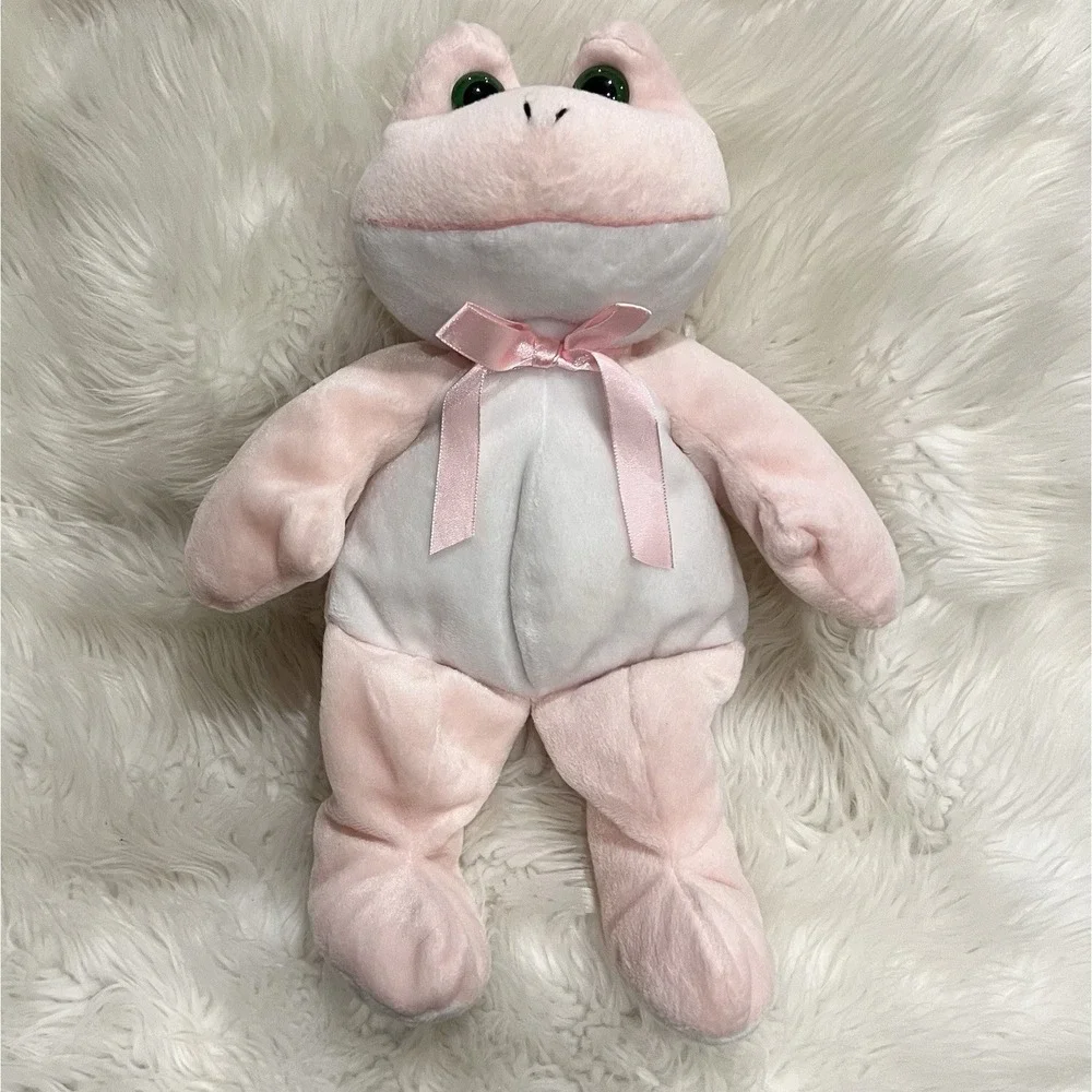 Kellytoy Beanpals Plush Pink Frog Satin Bow‎ 12